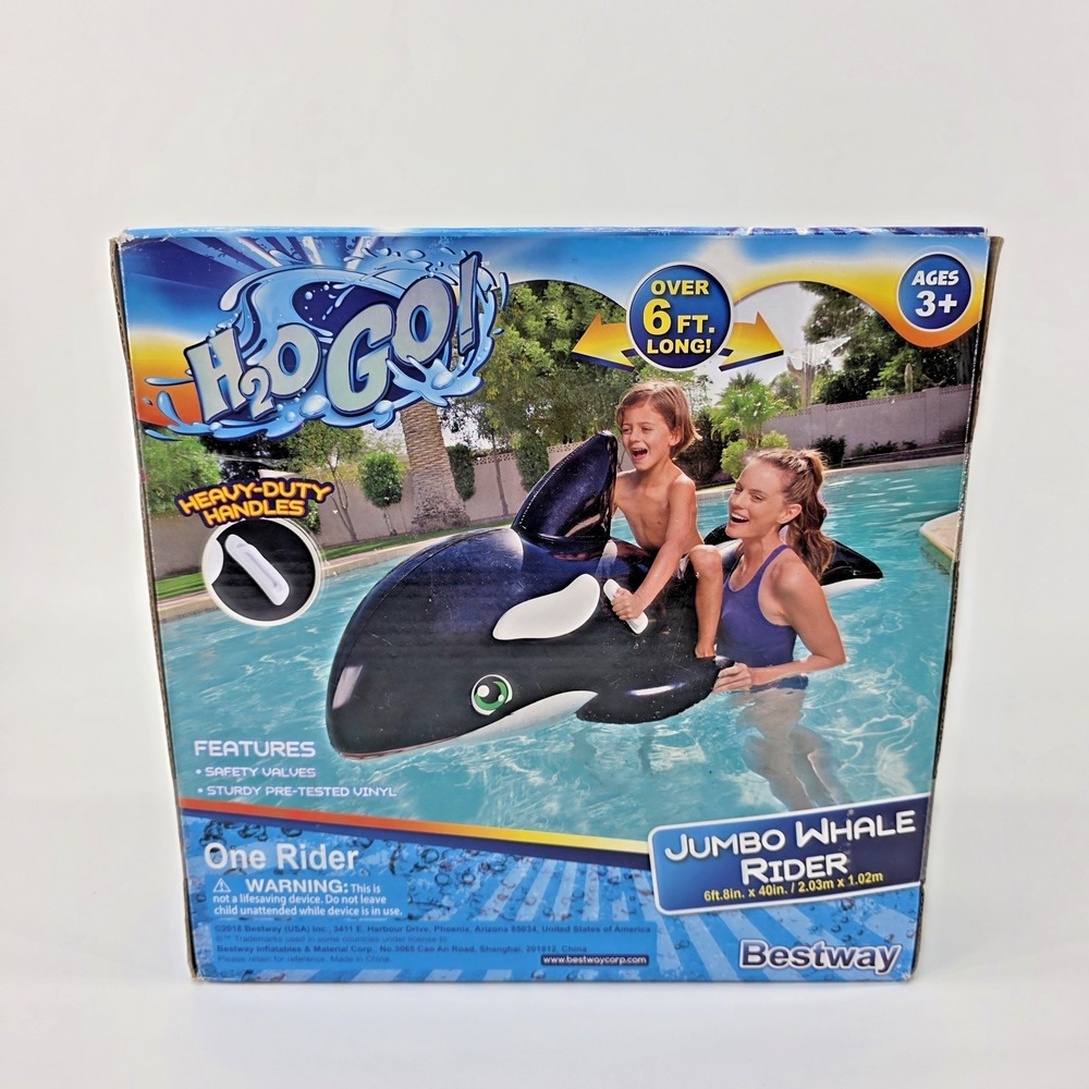 Bestway H2OGO! Jumbo Orca Whale‎ Inflatable Ride-On Water Pool Toy Over 6ft Long - Picture 2 of 3